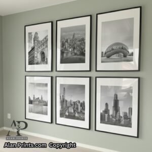 Chicago Gallery Wall Art Set of 6, BW & Color, Horizontal Vertical Square, Digital Prints